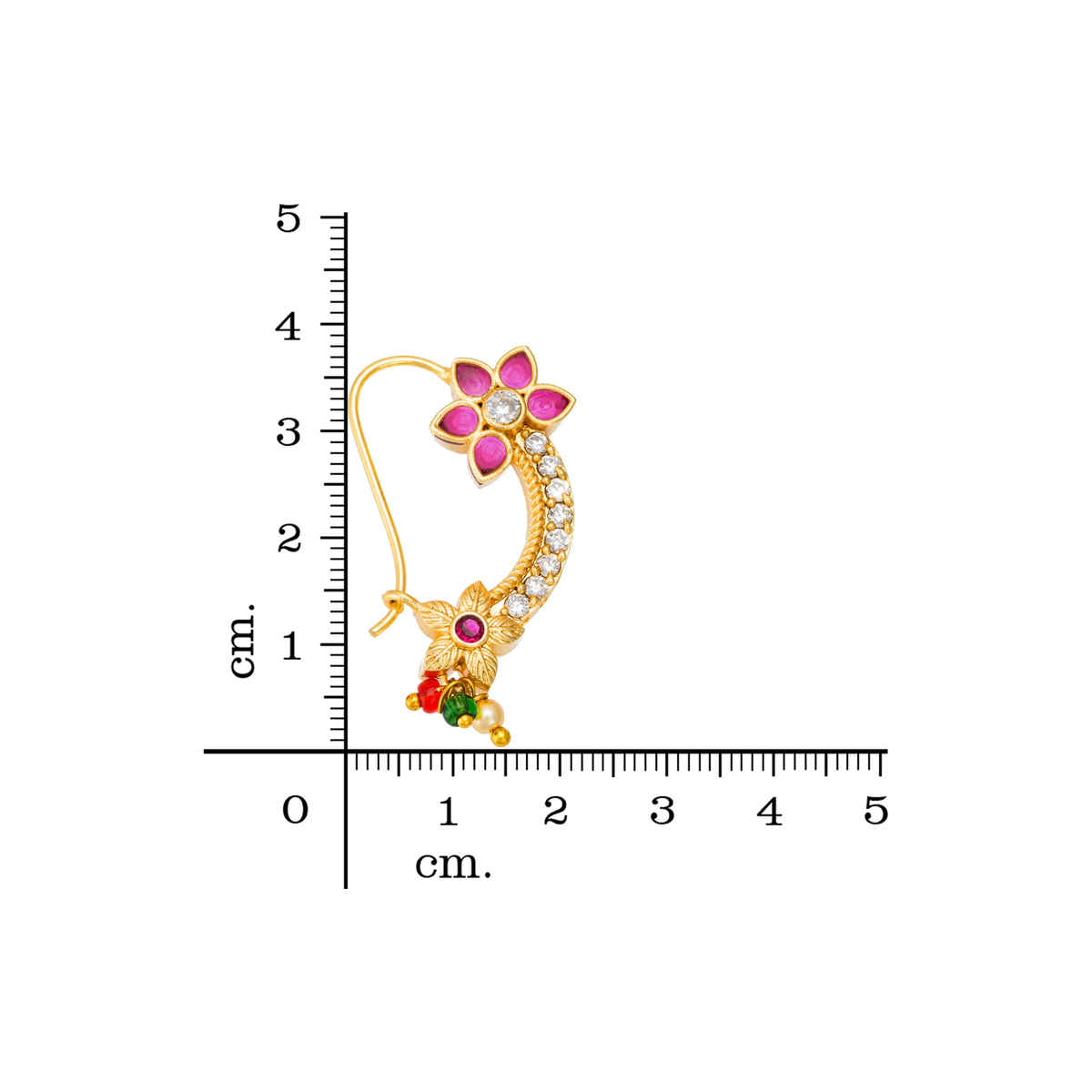 Aadita Maharashtrian Nose Pin- Traditional Gold Plated Nath with Pearl & Kundan for Bridal Wear