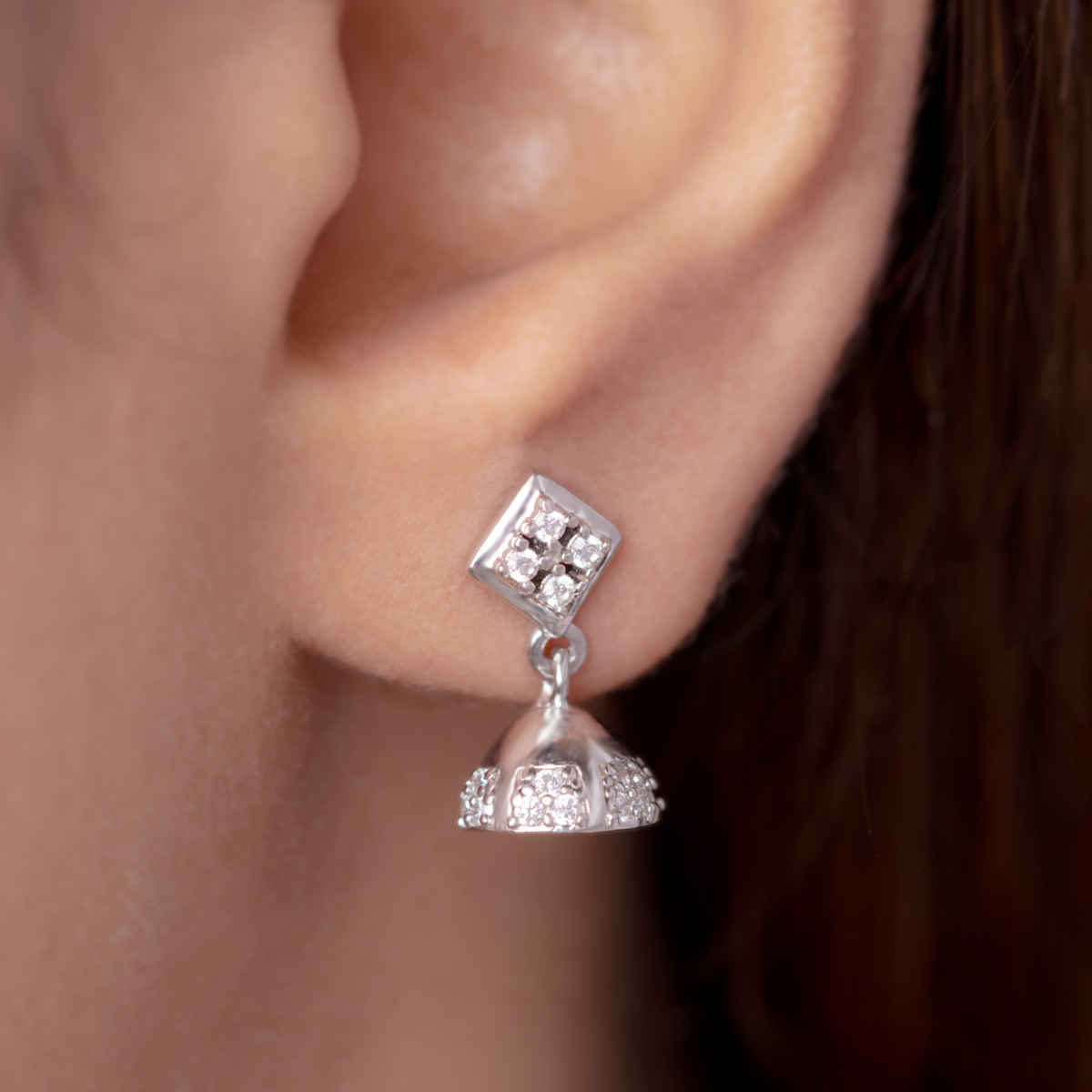 925 Silver Jhumki by Bodh Gem and Crystals