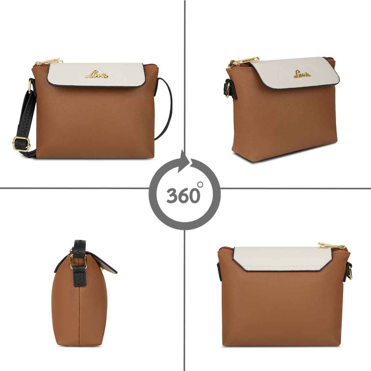 Lavie Women's Colourblock Rove Flap Crossbody Sling Bag | Ladies Purse Handbag | Tan