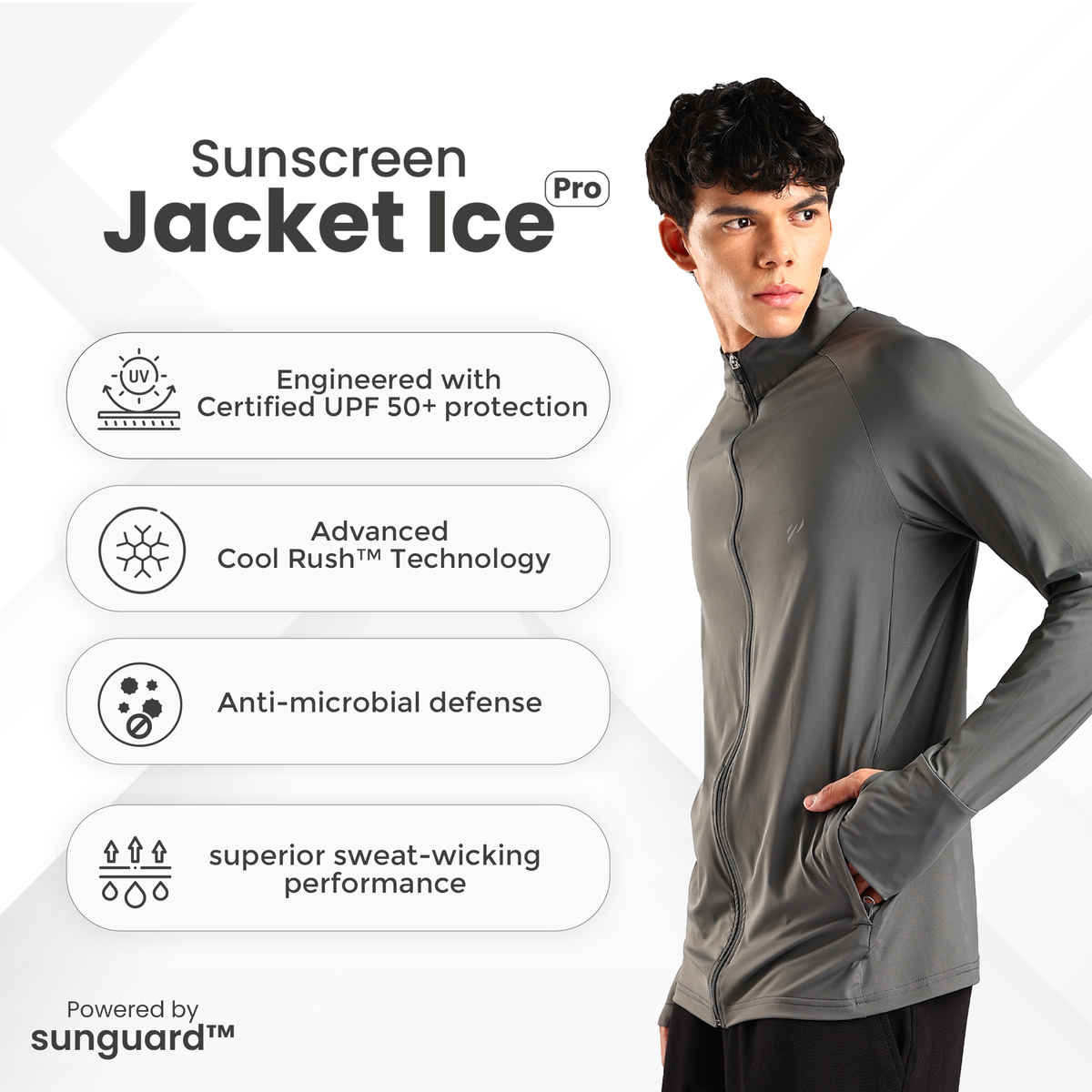 Blue Tyga Men's Sunscreen Jacket | SJE0005 | Dark Grey - 2XL