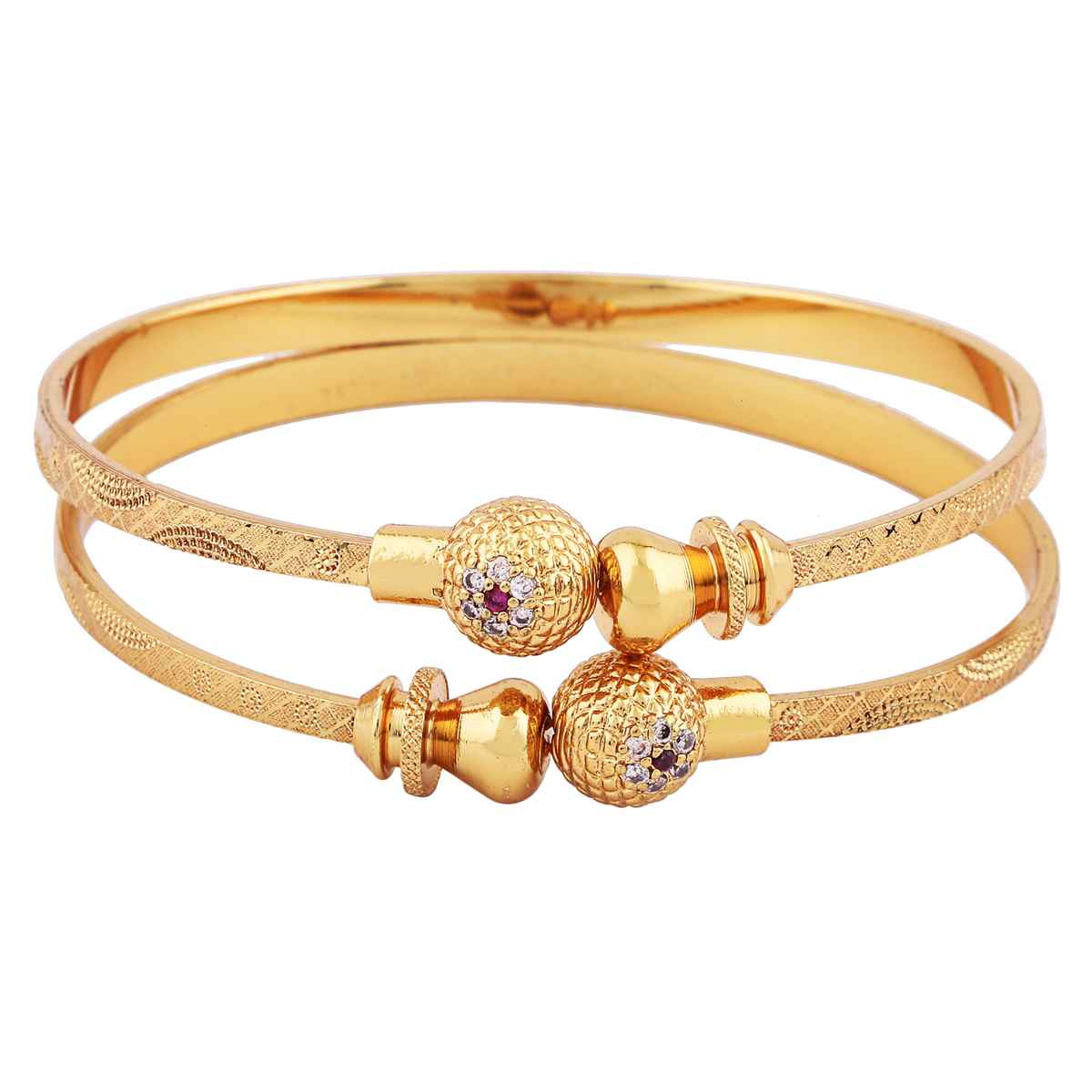 Shining Diva Fashion Set of 2 Latest Design Gold Plated Bracelet Bangles for Women and Girls 15234b