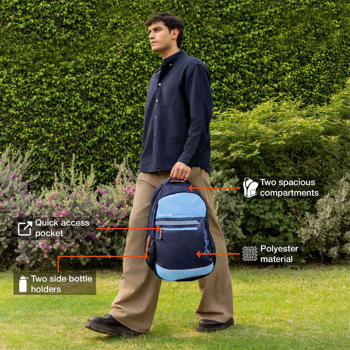 Nasher Miles Backpack for Unisex | Laptop Backpack | Casual History | Navy Blue - 31L