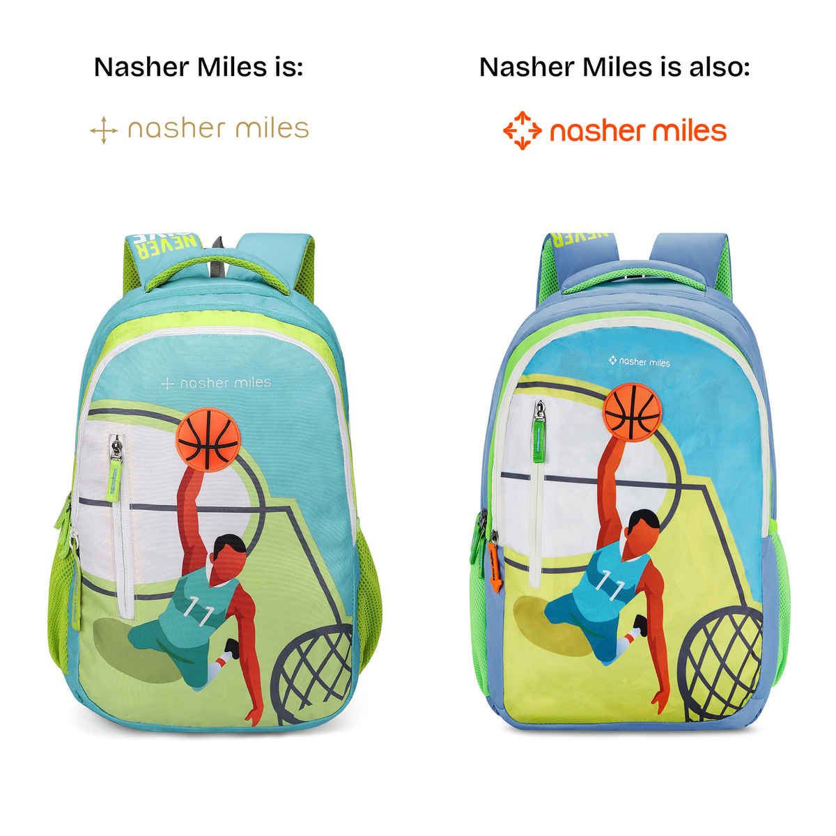 Nasher Miles Basketball Backpack- Unisex-3 Compartment College Bag- Cyan Green- 45L