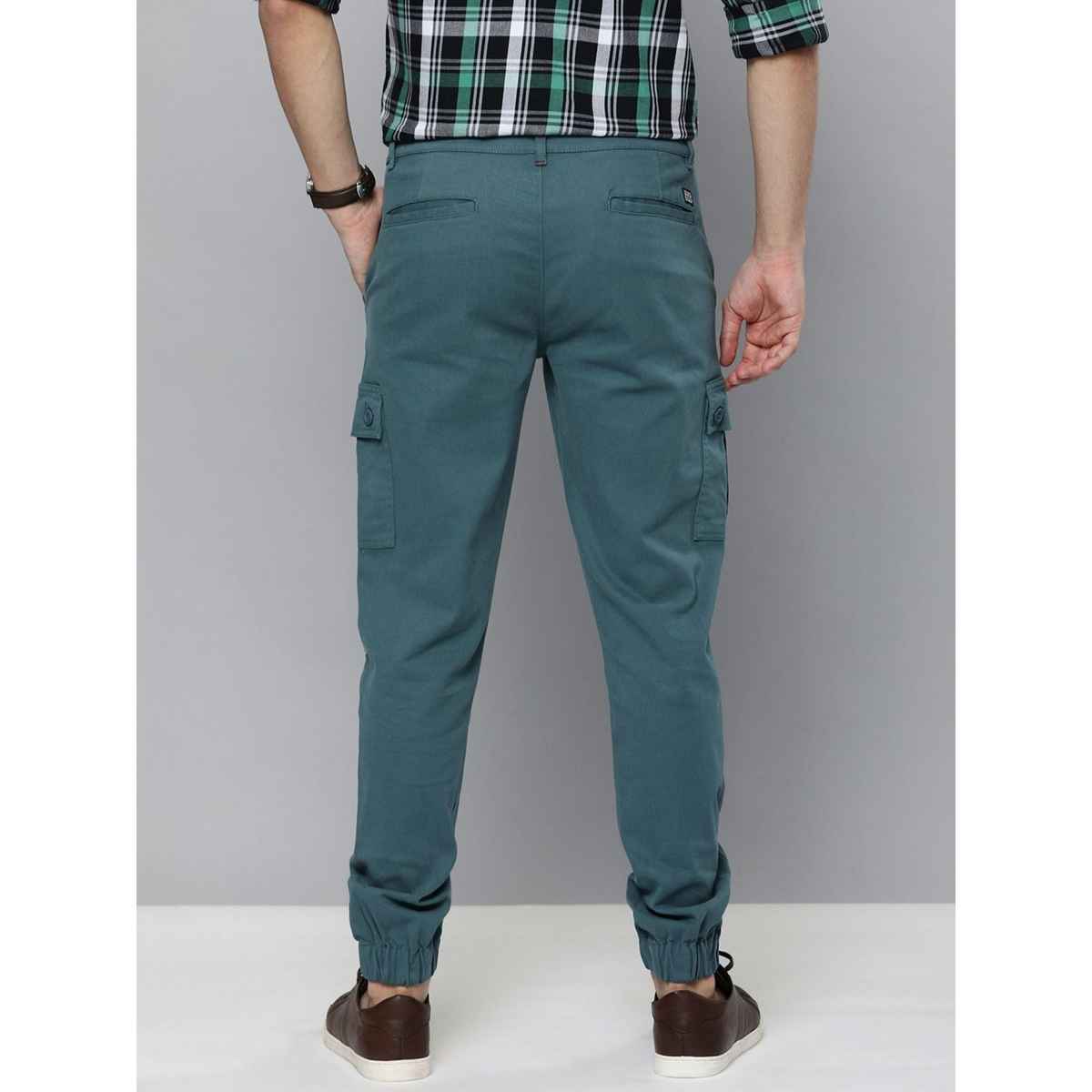 The Indian Garage Co Men's Slim Fit Solid Casual Trouser | Teal - 32