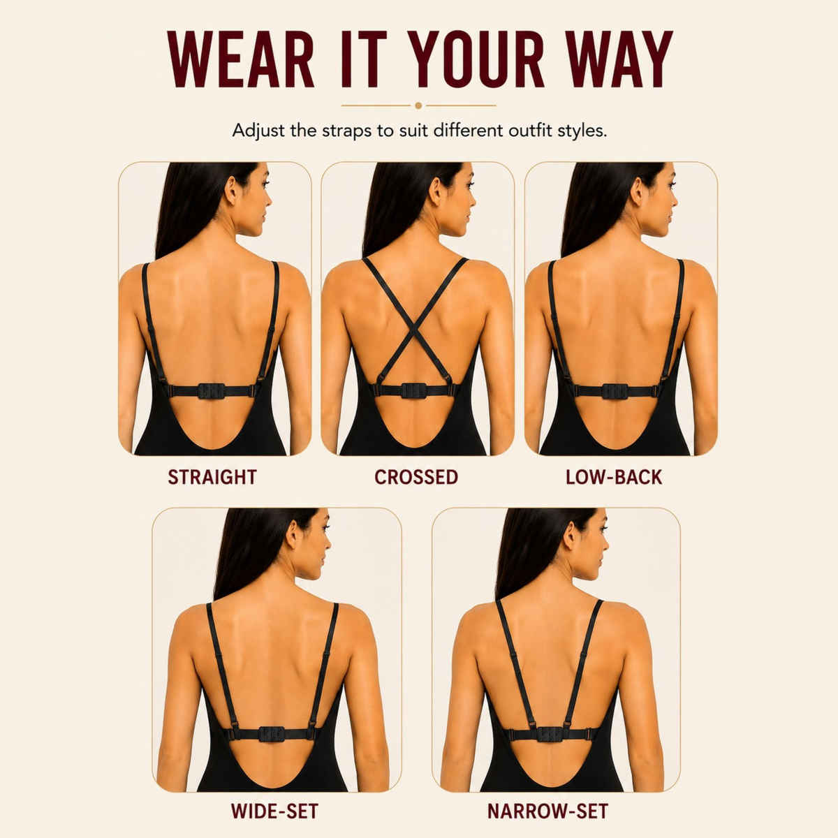 Secrets By ZeroKaata Women's Adjustable Bra Converter | 2-Hook Bra Extender | Black | Free Size