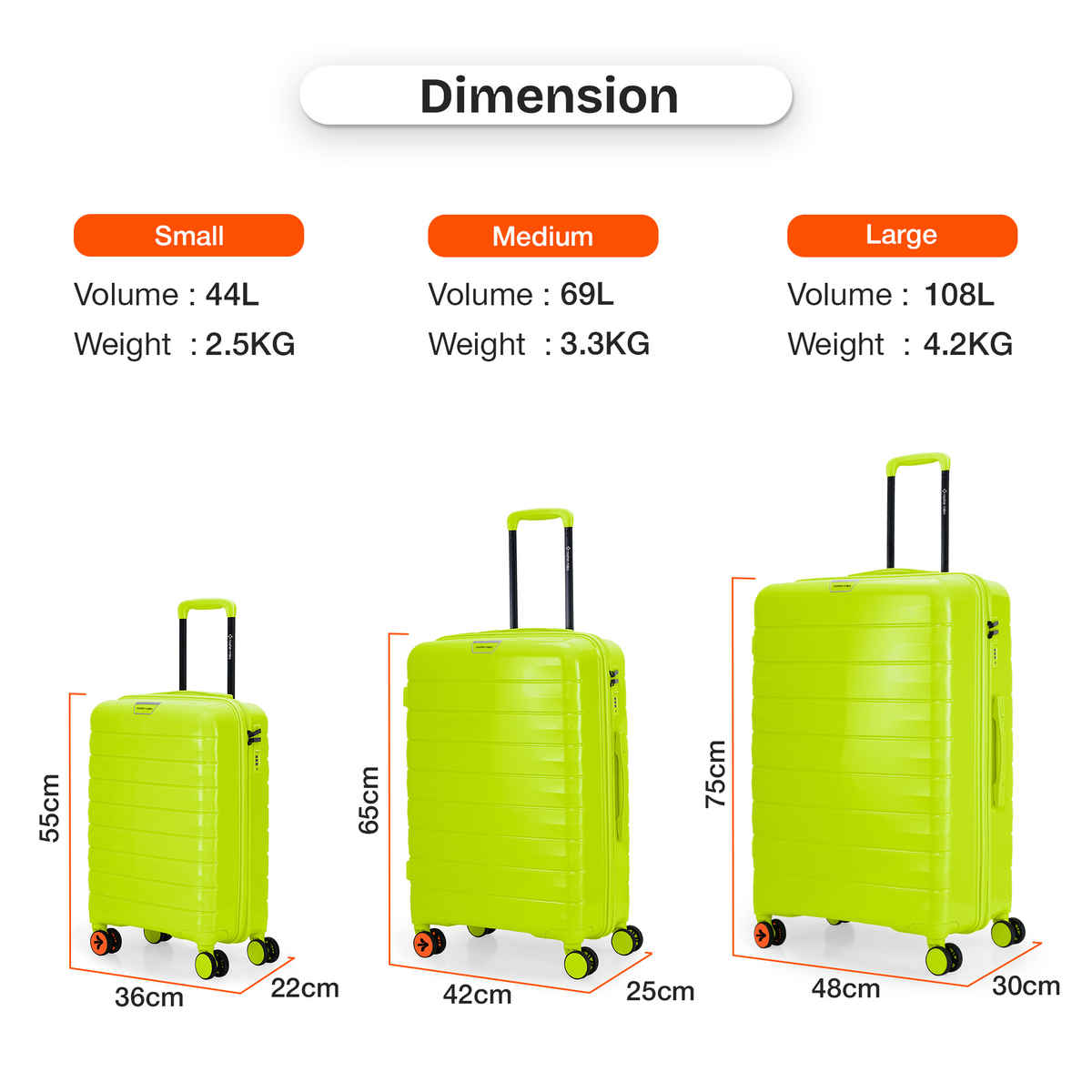 Nasher Miles Vienna Cabin Hard Sided Polypropylene 20 Inch|55 cm Trolley Bag - Neon Lime