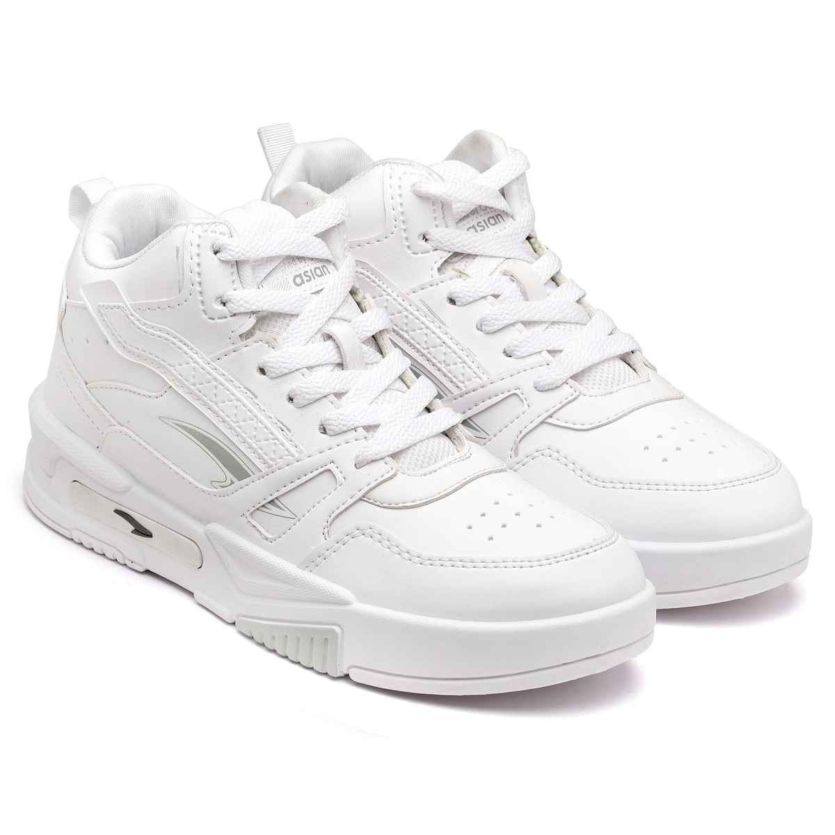 Asian Men s Mexico-11 Full White Hightop Sneakers | UK-6