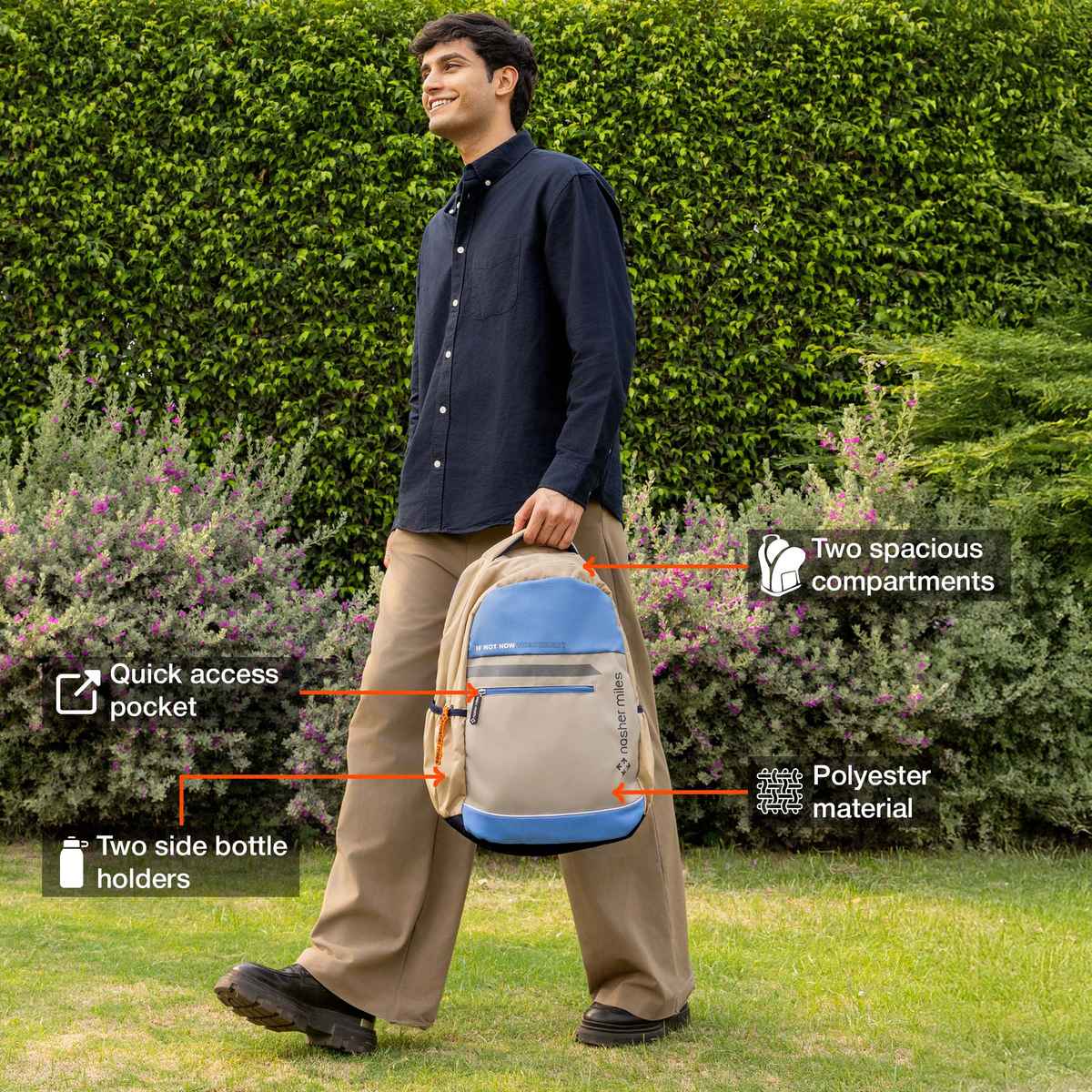 Nasher Miles Backpack for Unisex | Laptop Backpack | Casual History | White - 31L