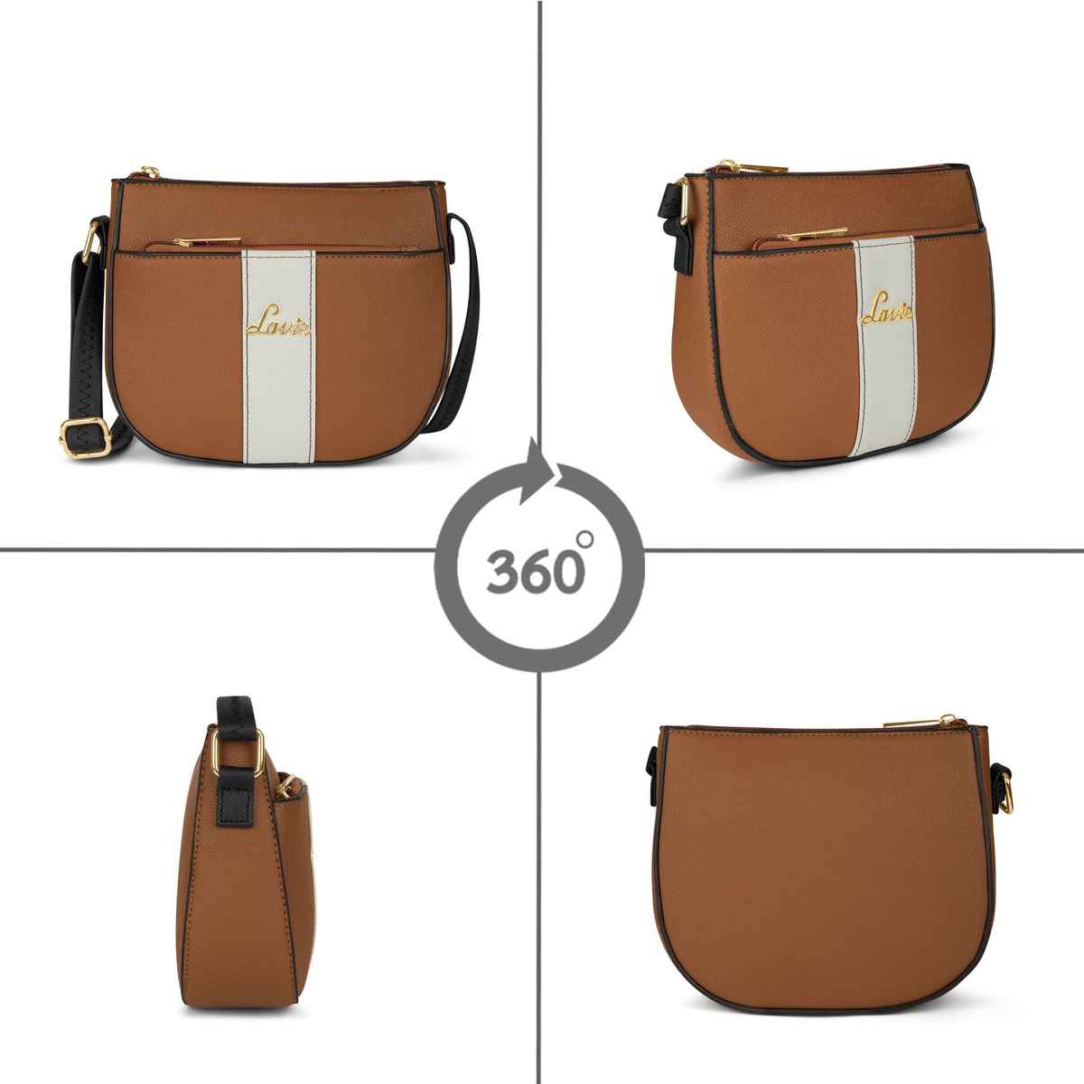 Lavie Women's Colourblock Spade Crossbody Sling Bag | Ladies Purse Handbag | Tan