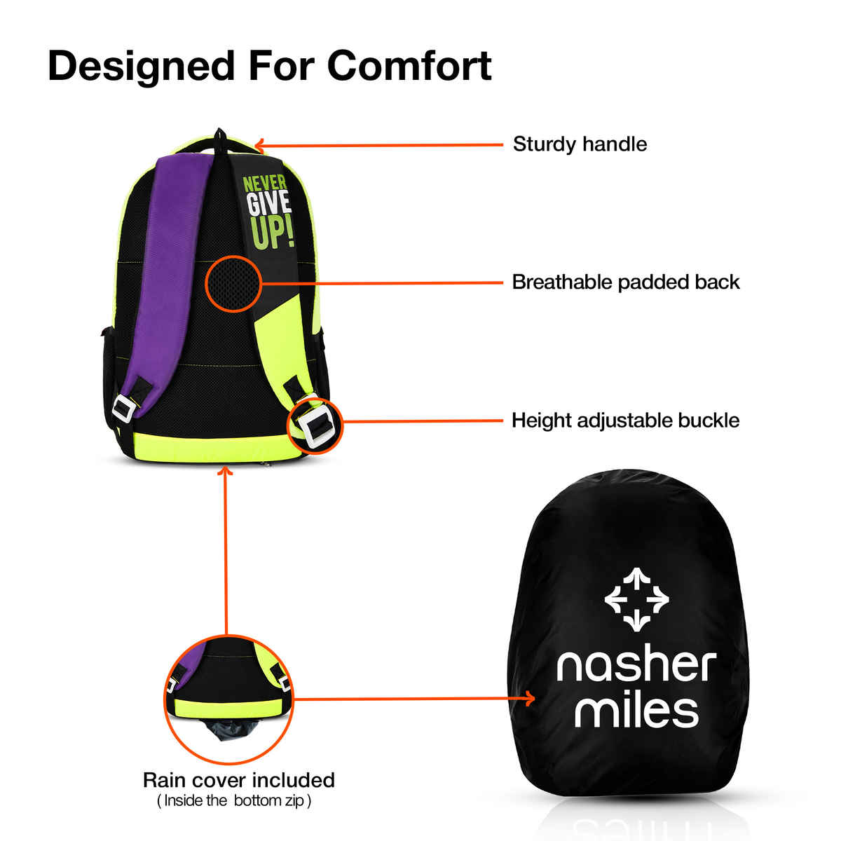 Nasher Miles Basketball Backpack- Unisex-3 Compartment College Bag And School- Purple- 45L
