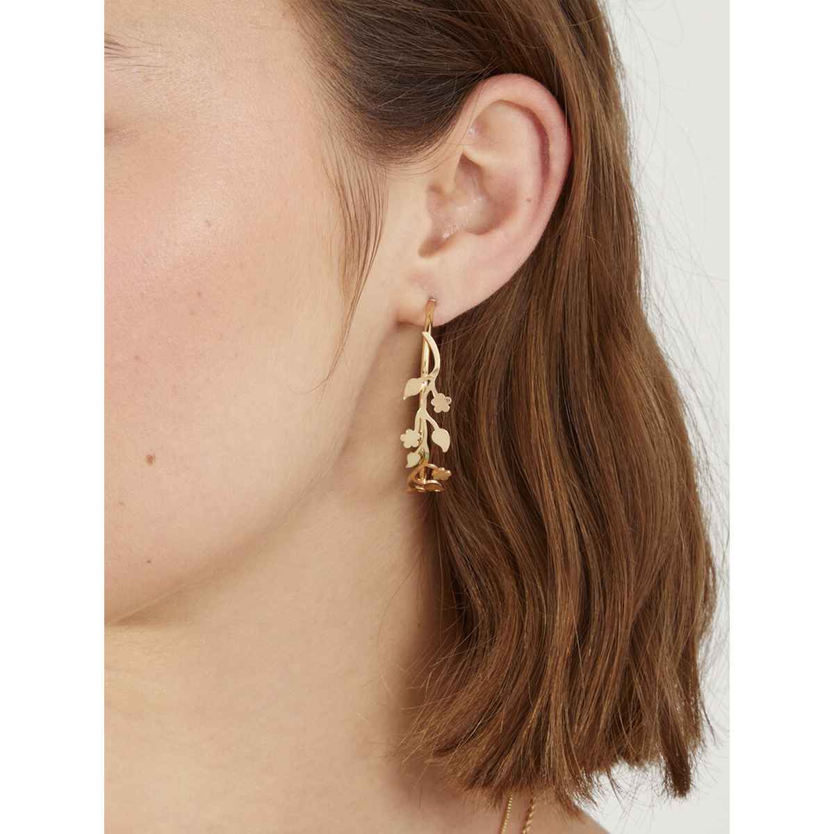 Accessorize London Women's Floral Overlay Hoop Earrings - Gold