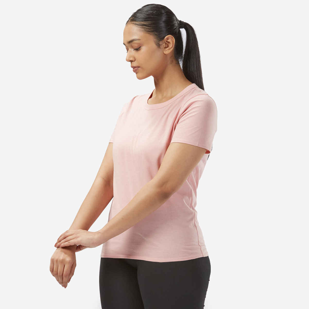 Decathlon | Domyos WoMen's Cotton Activewear T-Shirt | Light Pink - S