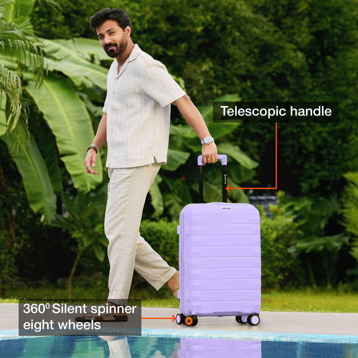 Nasher Miles Vienna Check-In Hardside Polypropylene- 55 and 65 cm Trolley Bag- Purple