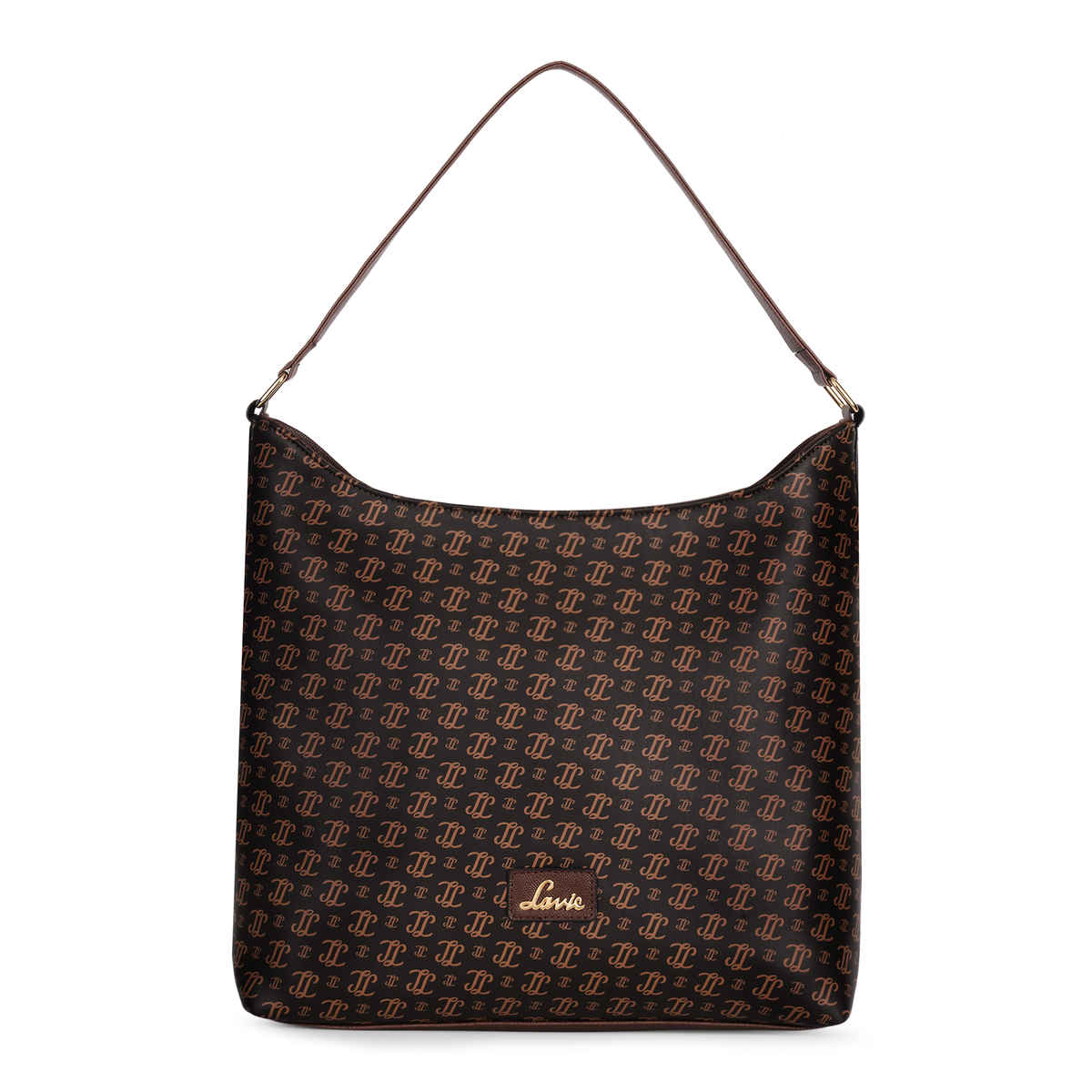 Lavie Women's Portia Monogram LL Print Hobo Handbag for | Shoulder Bag | Choco