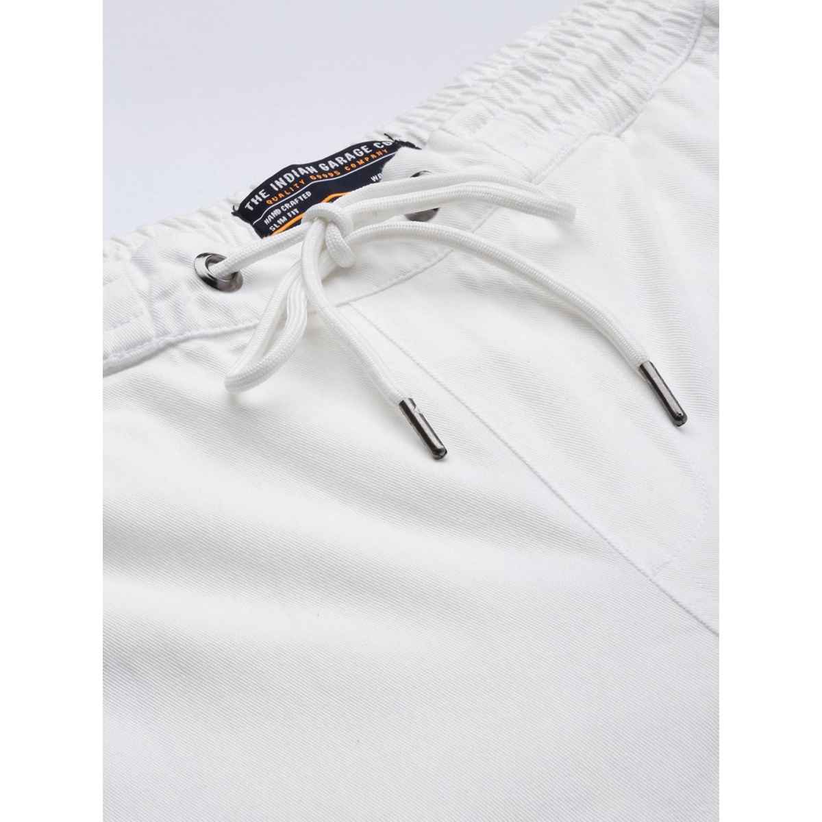 The Indian Garage Co Men's Regular Fit Solid Casual Trouser | White - 34