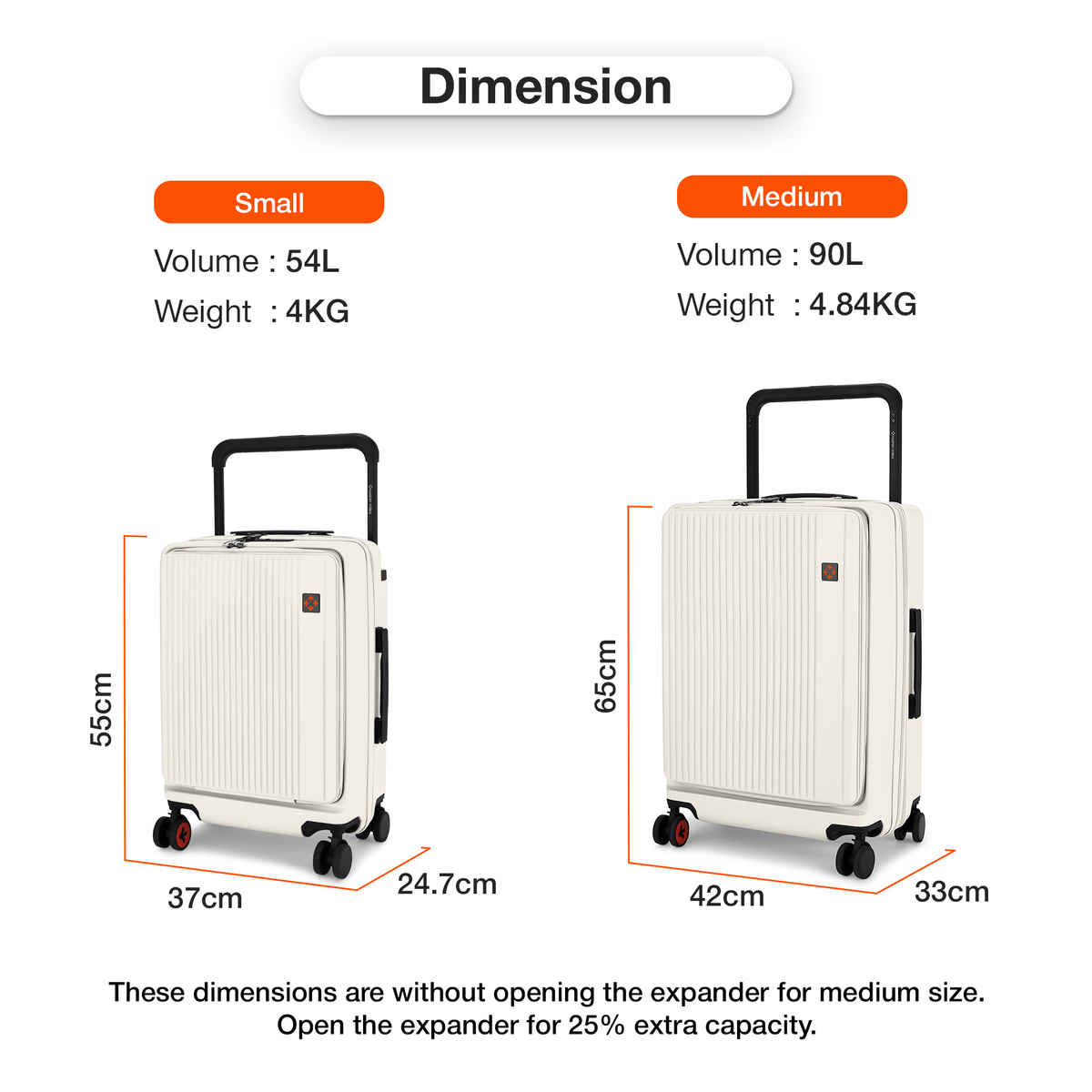 Nasher Miles Silicon Valley Cabin Expander Hard Sided 20 Inch|55 cm Trolley Bag - White