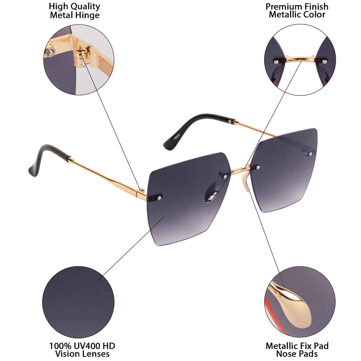 AISLIN Unisex Butterfly Gradient Sunglasses | Gold and Black - Large