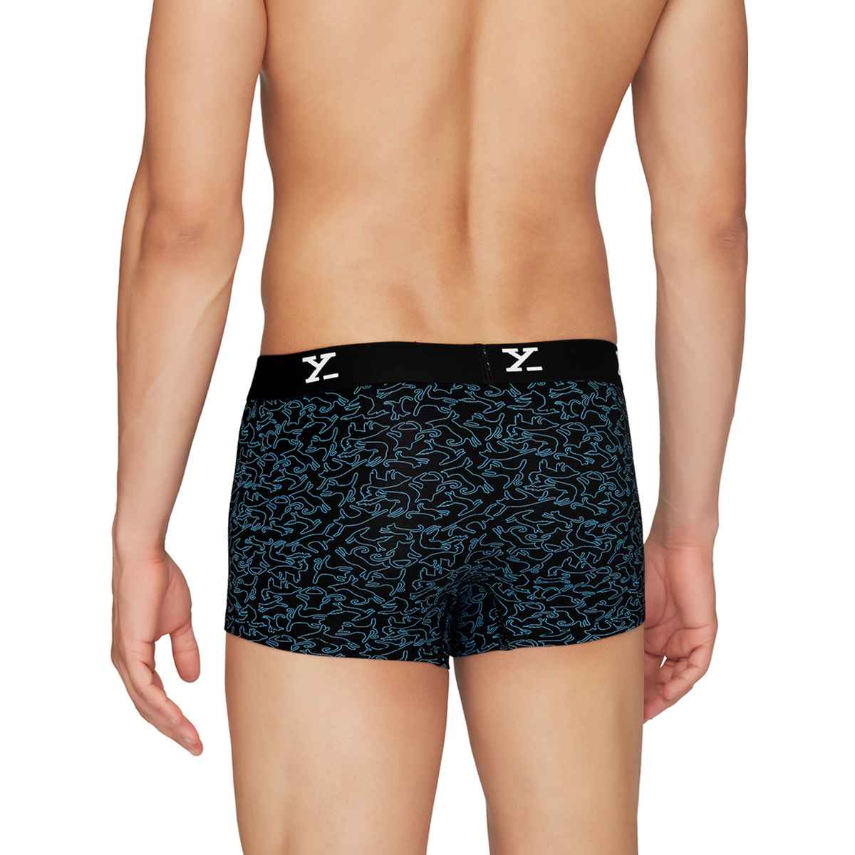 XYXX Men's Modal Printed and solid Trunks Pack of 2, Black| L
