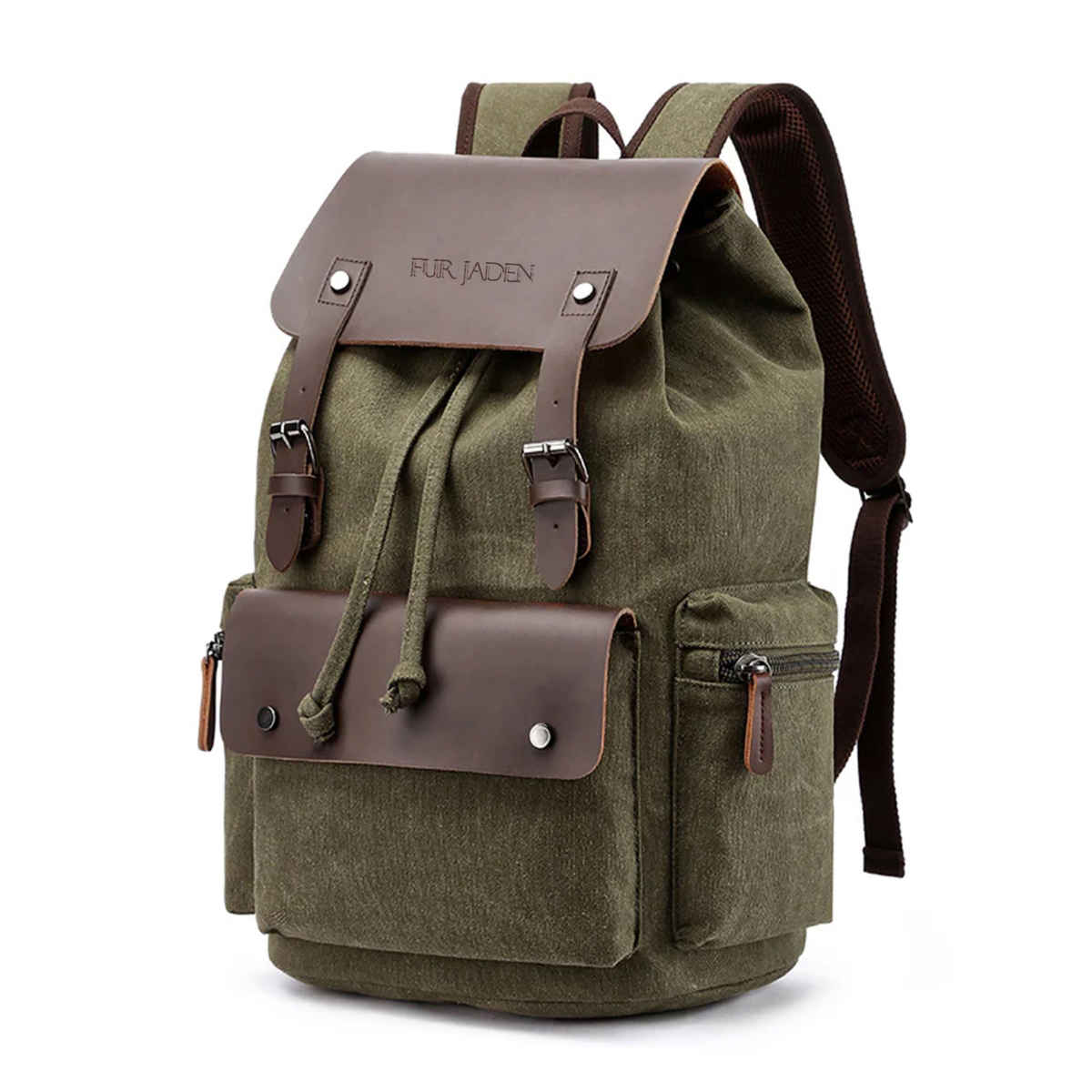 Fur Jaden Unisex Canvas and Vegan Leather 24 L Laptop Bag | Green