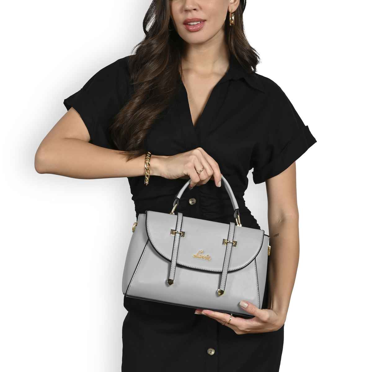 Lavie Women's Beech Flap Satchel Handbag | Ladies Purse | Shoulder Bag | Large | Light Grey