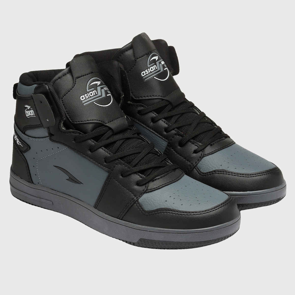 Asian Carnival-13 Hightop Sneakers For Men Mid Grey Black | UK-7