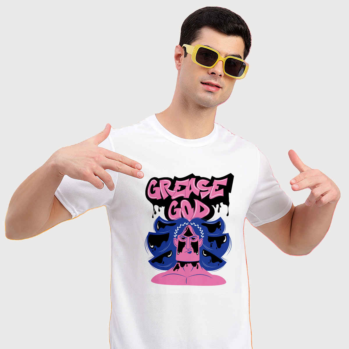 Freecultr Unisex Printed T-shirt Grease God | White | XL