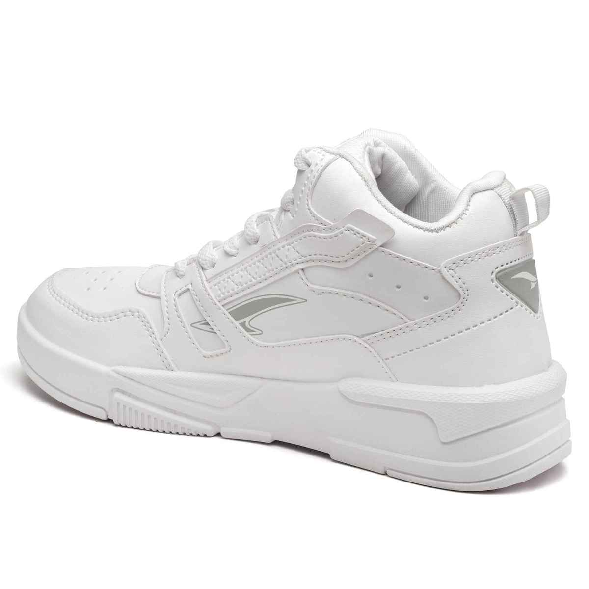 Asian Men s Mexico-11 Full White Hightop Sneakers | UK-8