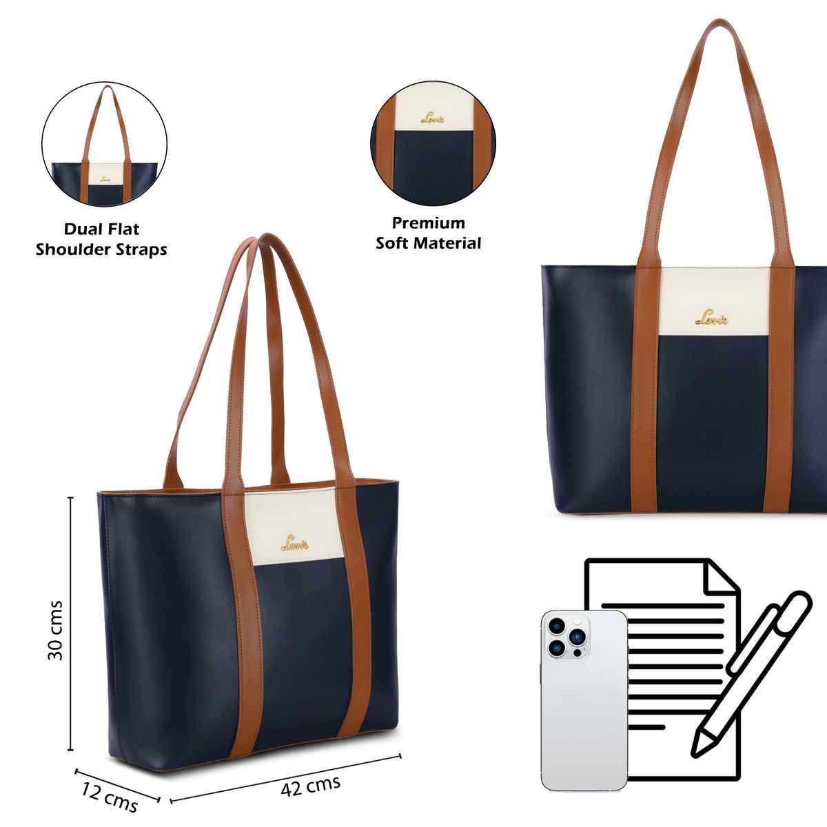 Lavie Women's Colourblock Regan Large Tote Handbag | Navy Blue