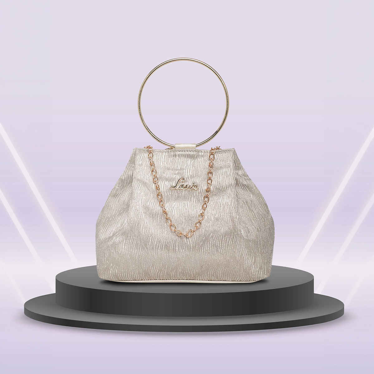 Lavie Women's Alya Structured Potli Bags | Pouches for Festive Seasons & Wedding | Gold