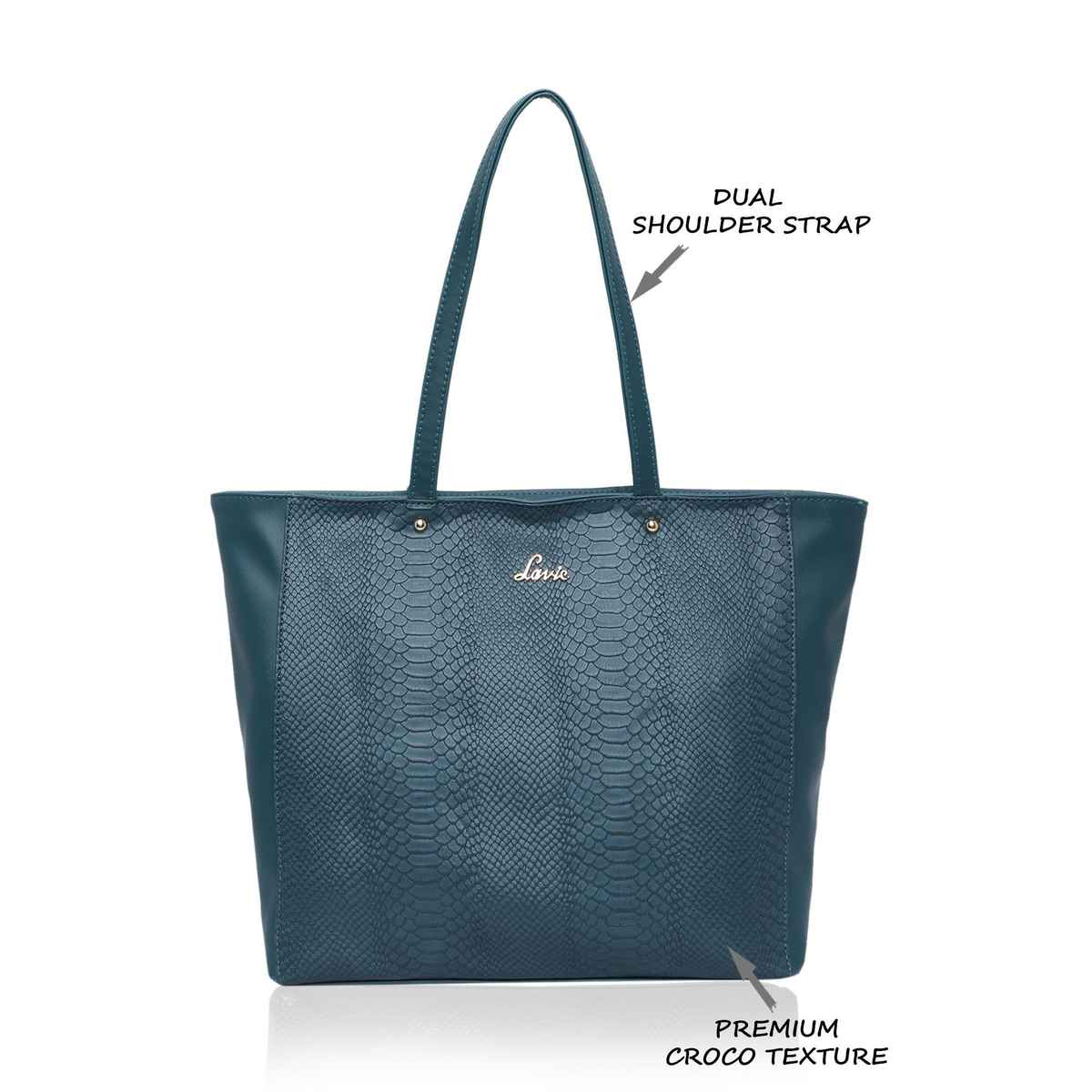 Lavie Women's Croc Nov Tote Handbag | Tote Bag For Work | Ladies purse | Shoulder Bag | Green