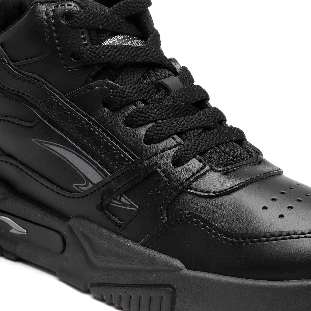 Asian Men s Mexico-11 Full Black Hightop Sneakers | UK-7