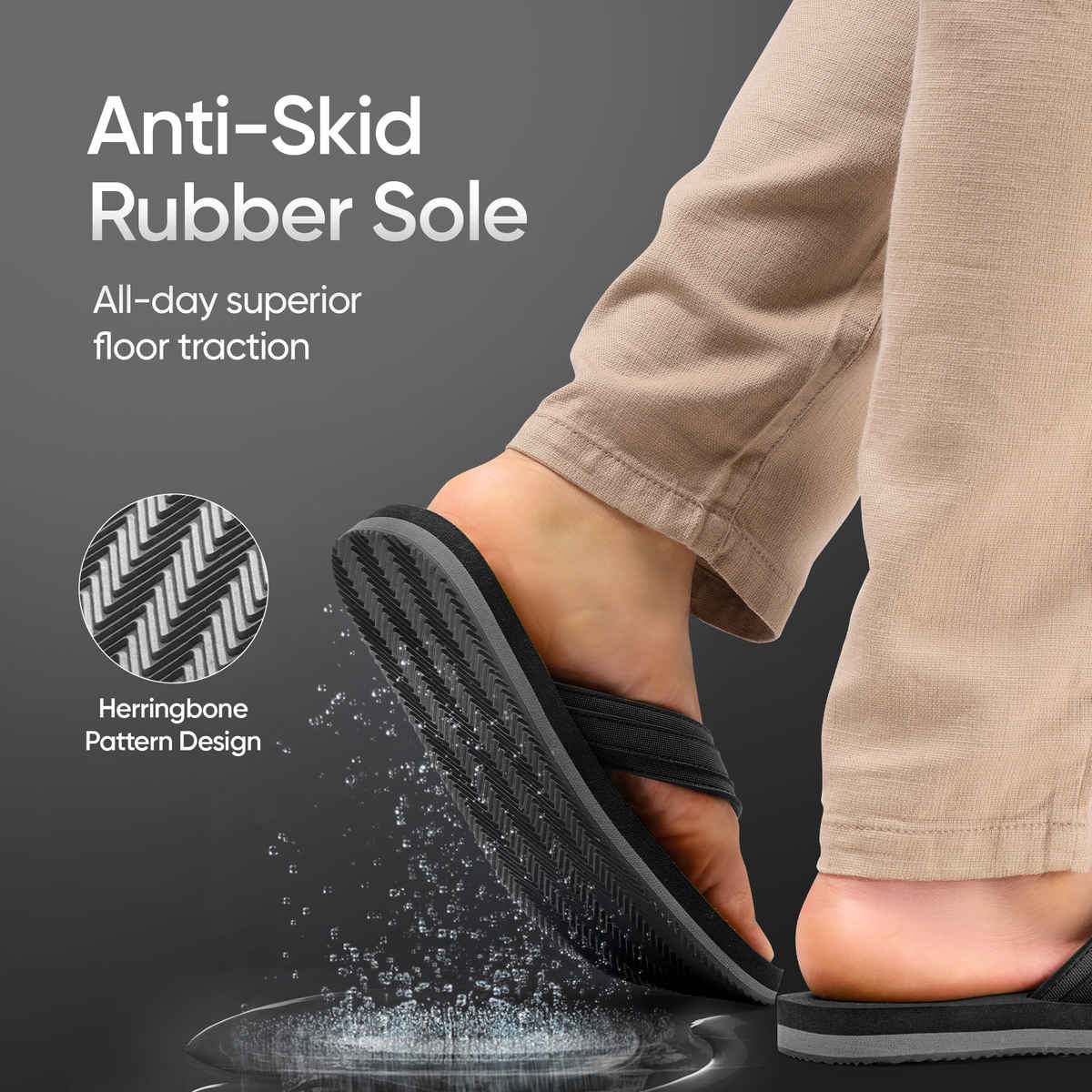 Frido Unisex Cloud Comfort Slippers with Anti-Skid Sole | Charcoal Black - UK 7