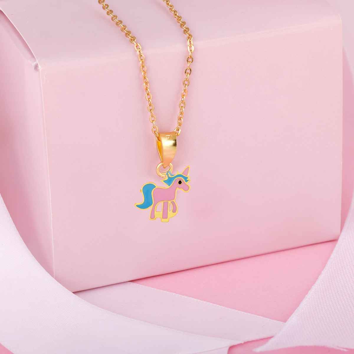 Giva Golden Pie Unicorn Kids Pendant with Link Chain (7-10 yrs) | PD0621
