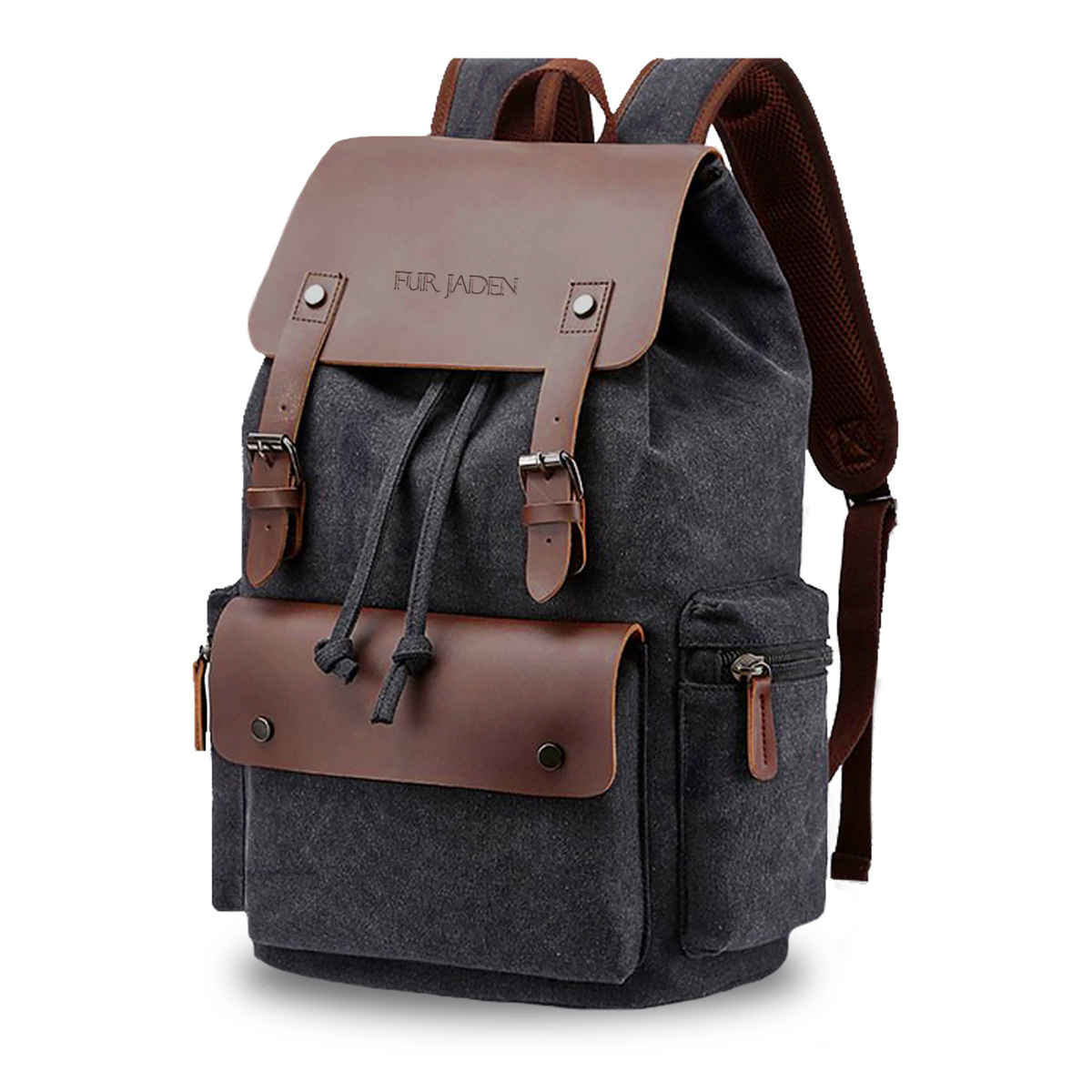 Fur Jaden Unisex Canvas and Vegan Leather 23 L Laptop Bag | Black