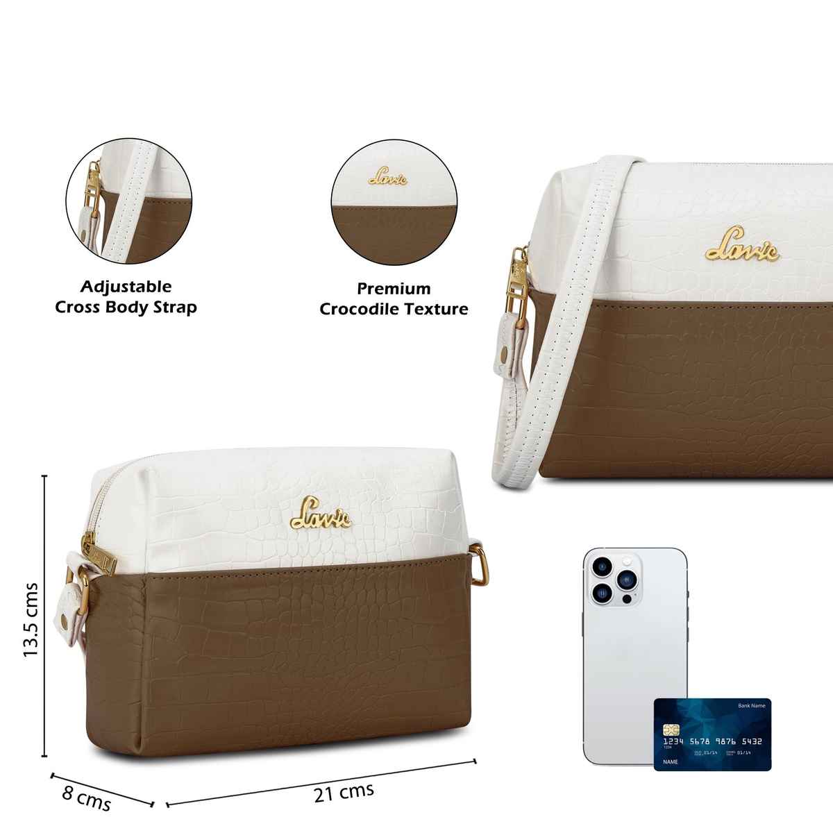 Lavie Women's Tina Cross Body Sling Bag | Ladies Purse Handbag | Tan