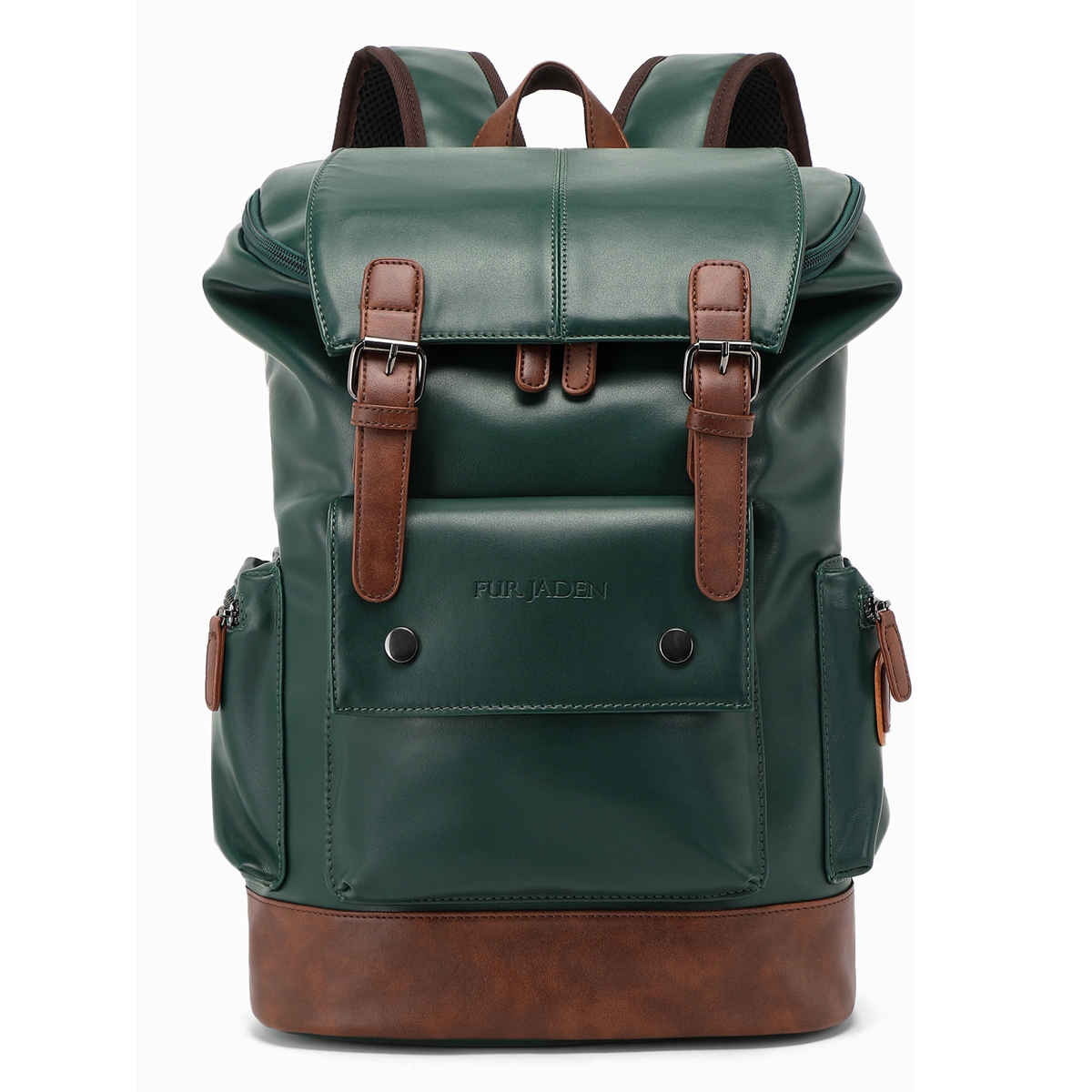 Fur Jaden 20 L Green Vegan Leather Stylish Laptop Backpack | Dedicated Laptop Compartment
