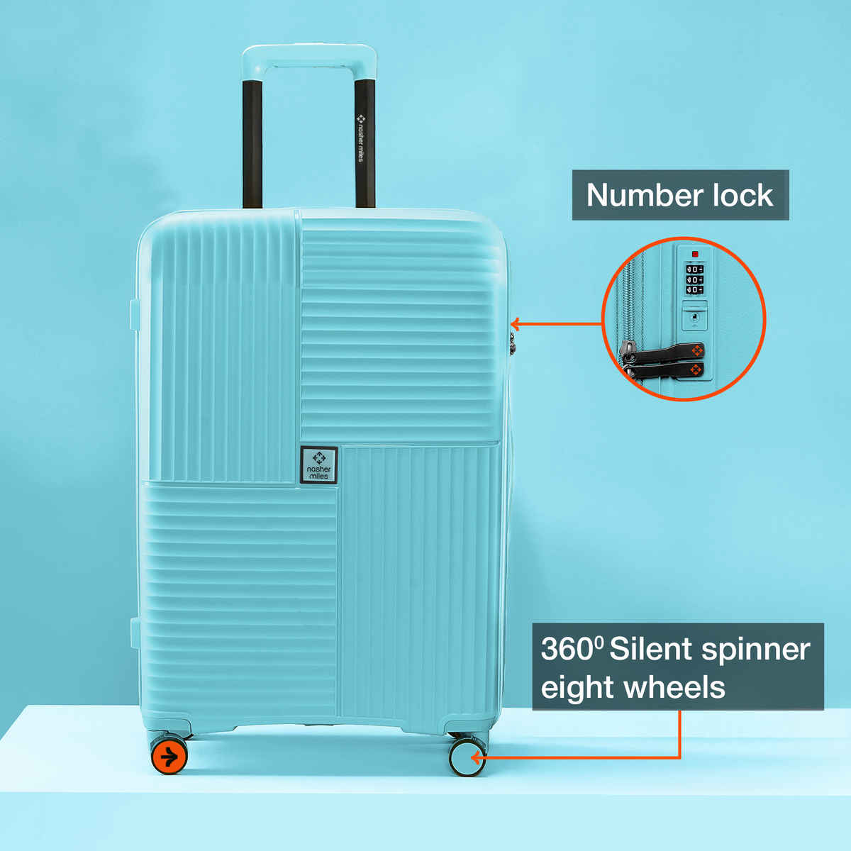 Nasher Miles Singapore Check-In Hard Sided Polypropylene- 28 Inch - 75 cm Trolley Bag- Light Blue