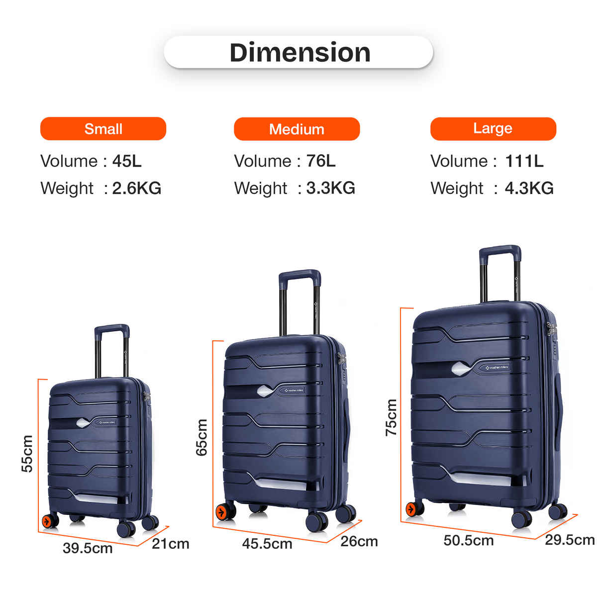 Nasher Miles Paris Check-In Hardside Polypropylene 28 Inch-75 cm Trolley Bag- Navy Blue