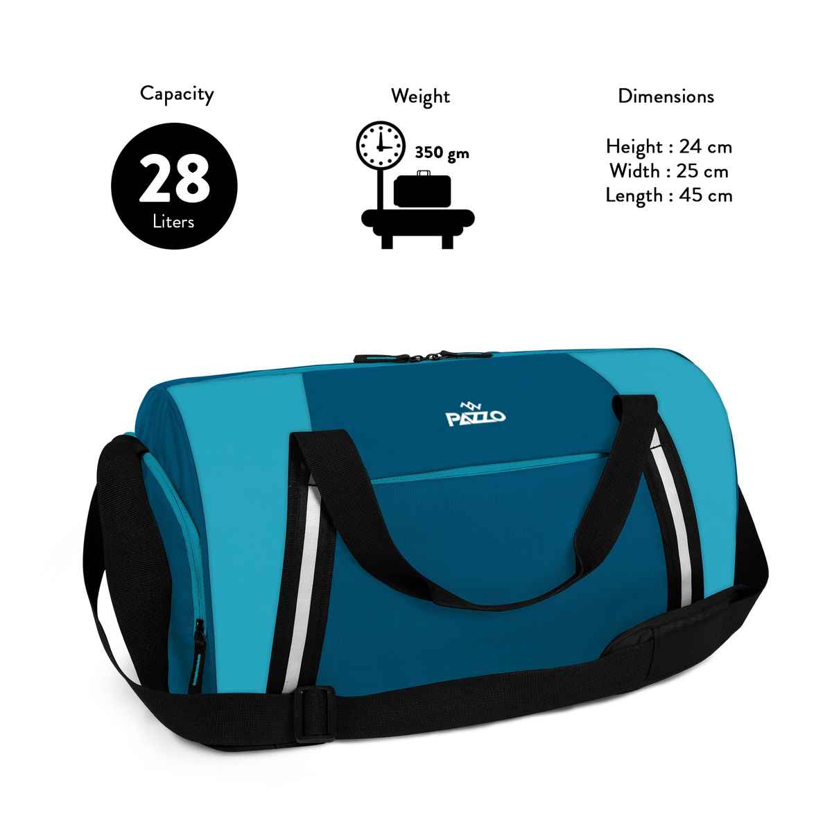 Pazzo Cross 28L Gym Duffel Bag | Travel | Sports | Unisex Bag with Shoe Compartment & Pockets