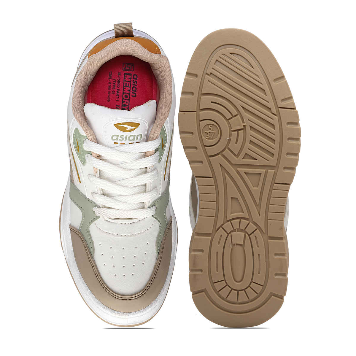 Asian Women's Sneakers | NANCY-01 | WHITE BEIGE | UK-5