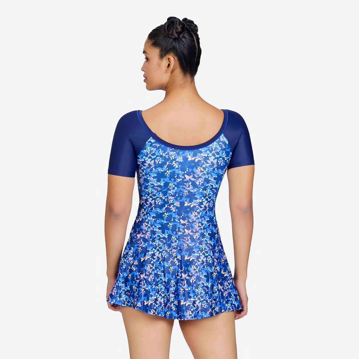 Decathlon Nabaiji Women's Short Sleeve Swimsuit With Skirt | Dark Blue - M