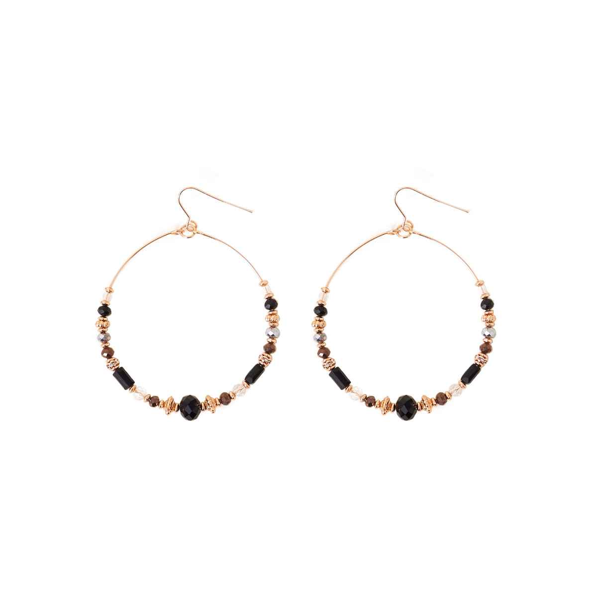 Accessorize London Women's Black Large Beaded Hoop Earrings - Black