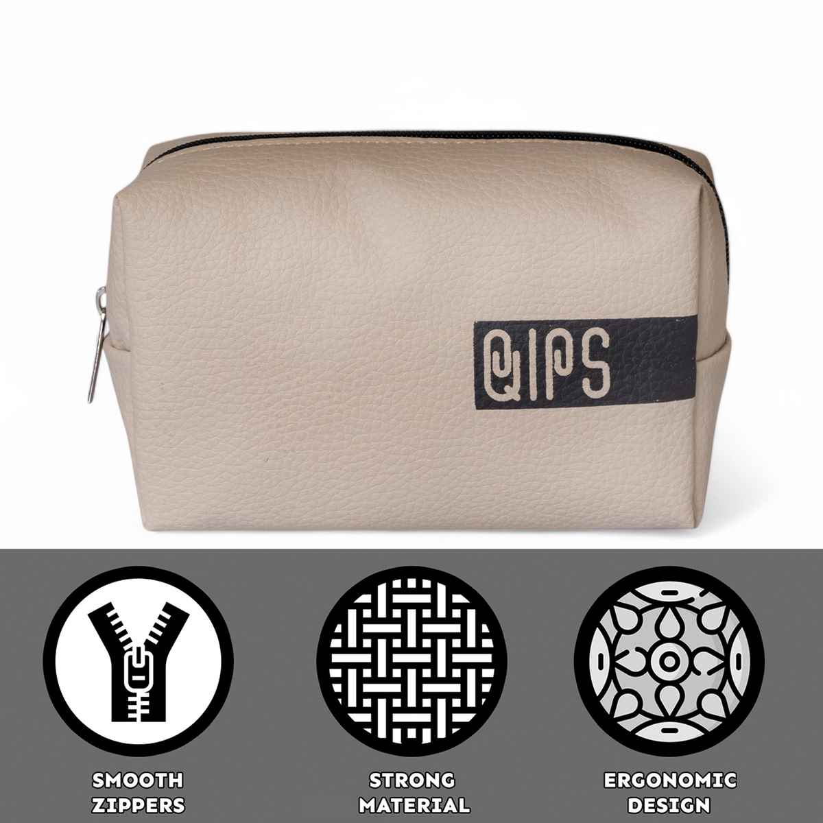 QIPS Unisex Solid PU 6 L Travel Pouch | Light Grey
