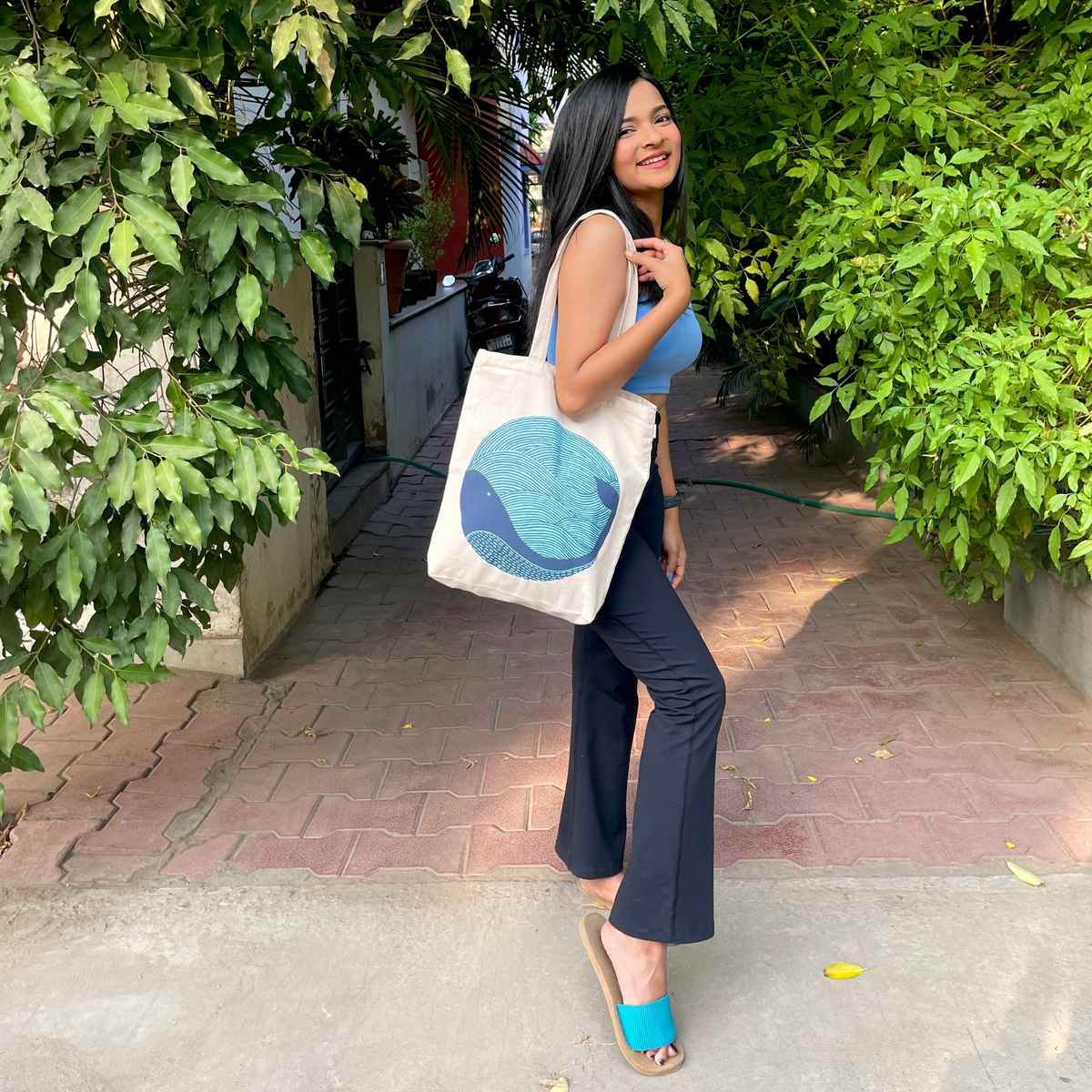 Ecoright Women's Cotton Shoulder Handle Tote Bag | White