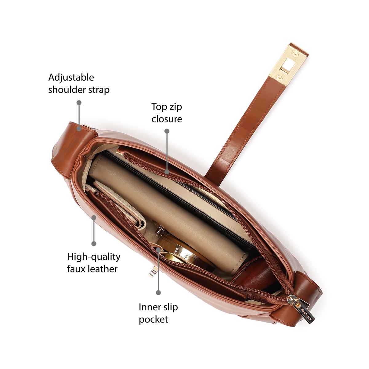Fastrack Essential Shoulder Bag for Women | Tan