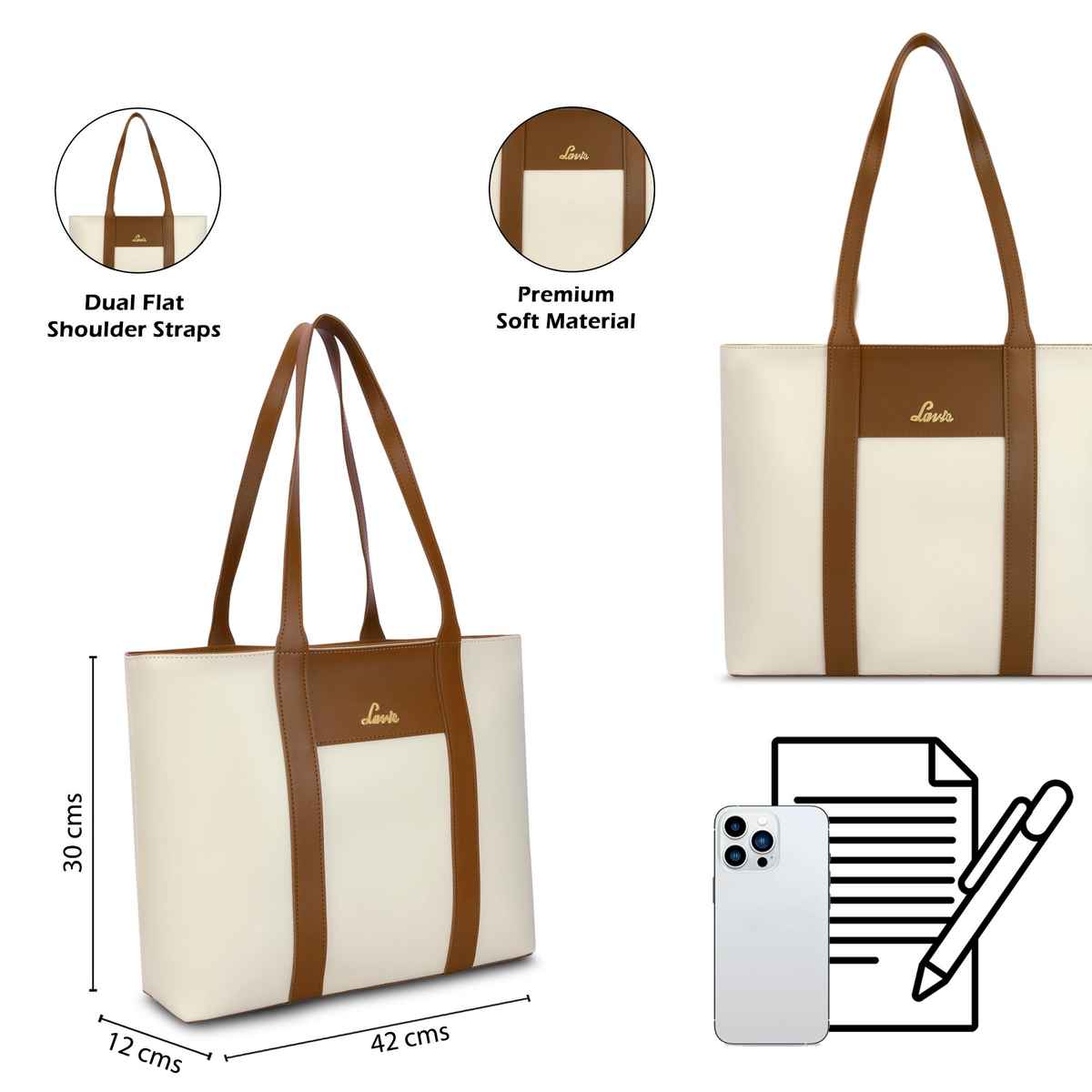 Lavie Women's Colourblock Regan Large Tote Handbag | Off White