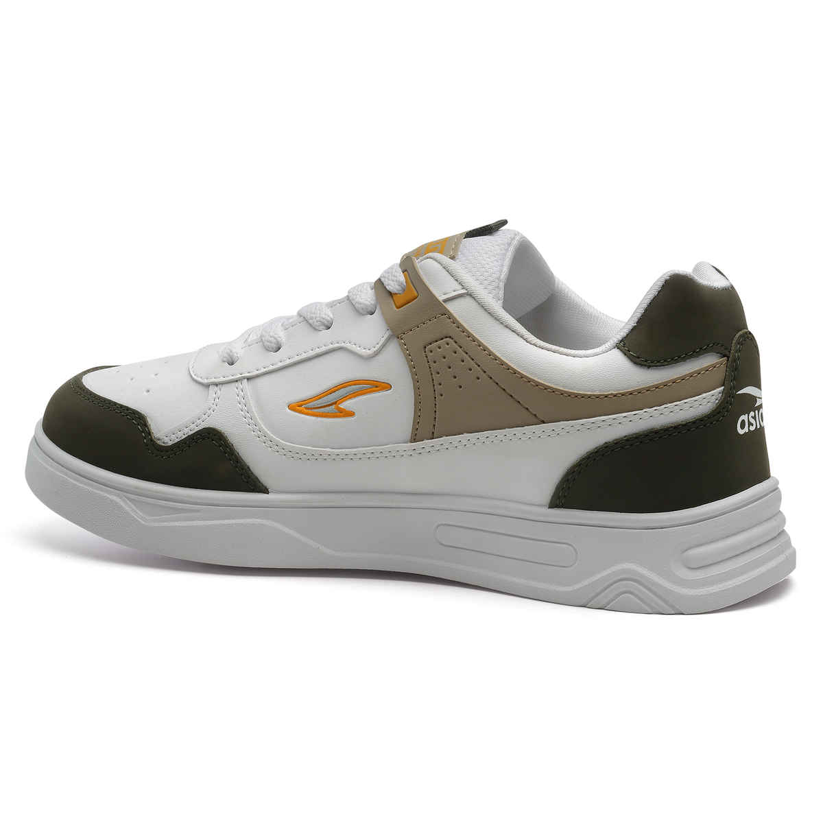 Asian Boston-01 Men Sneakers White-Mehandi-Beige (UK-7)