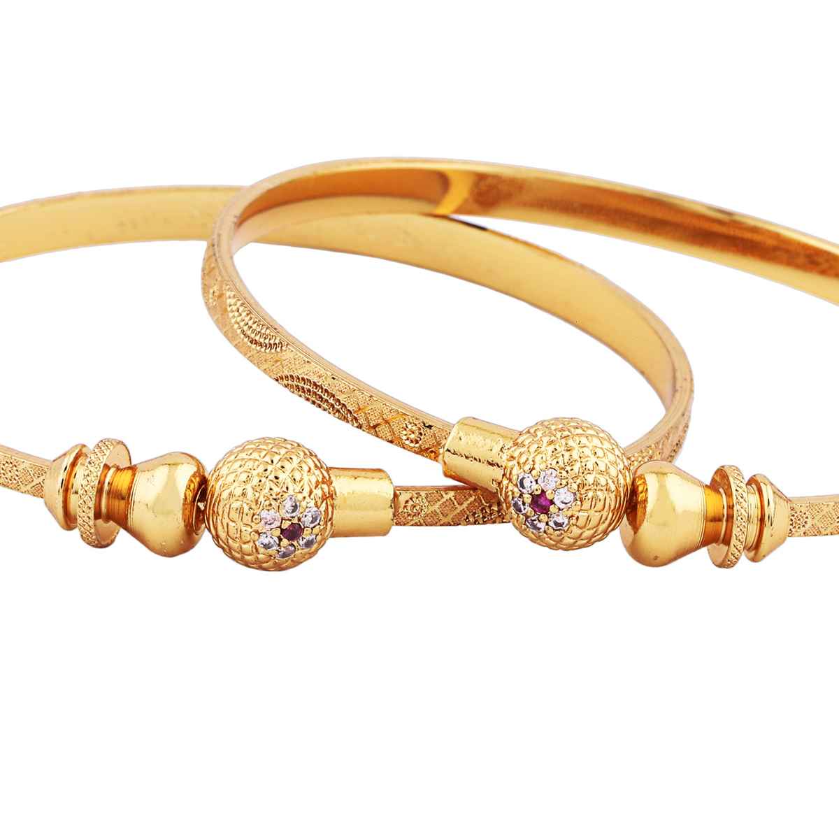 Shining Diva Fashion Set of 2 Latest Design Gold Plated Bracelet Bangles for Women and Girls 15234b
