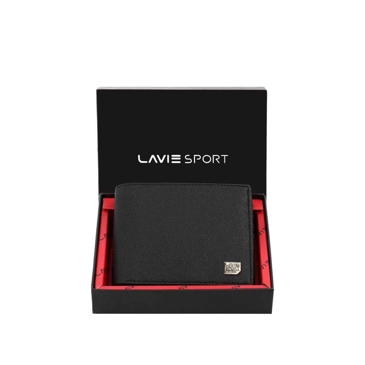 Lavie Sport Men's Solid Artificial Leather Bi-Fold Wallet | Black - Free Size