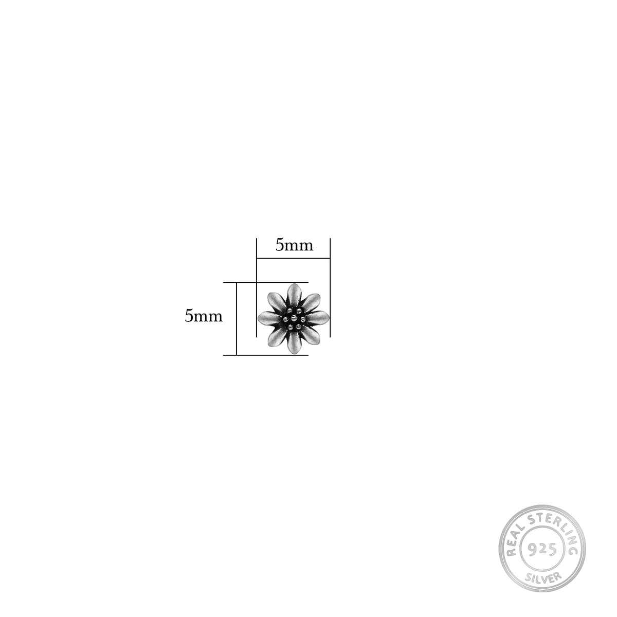 Giva Oxidised Silver Flower Blossom Nose Pin